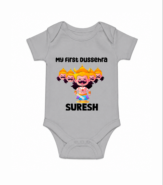 My First Dussehra Suresh Ravan King Romper - GREY - New Born (Chest 14")