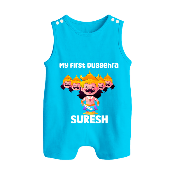 My First Dussehra Suresh Ravan King Button Romper - SKY BLUE - New Born (Chest 18")