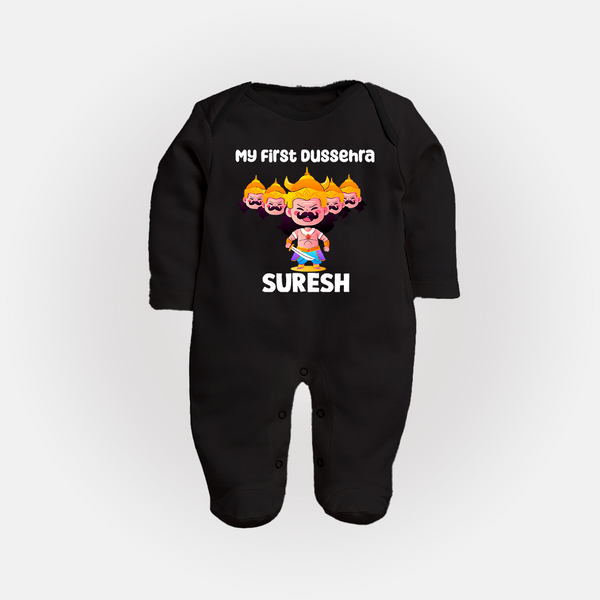My First Dussehra Suresh Ravan King Fullbody suit - BLACK - New Born (Chest 7.5")
