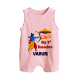 My First Dussehra Varun Ram Victory Button Romper - BABY PINK - New Born (Chest 18")