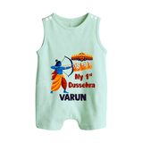 My First Dussehra Varun Ram Victory Button Romper - MINT GREEN - New Born (Chest 18")