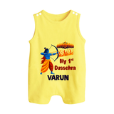 My First Dussehra Varun Ram Victory Button Romper - PASTEL YELLOW - New Born (Chest 18")