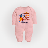 My First Dussehra Varun Ram Victory Fullbody suit - BABY PINK - New Born (Chest 7.5")