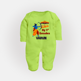 My First Dussehra Varun Ram Victory Fullbody suit - LIME GREEN - New Born (Chest 7.5")