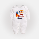 My First Dussehra Varun Ram Victory Fullbody suit - WHITE - New Born (Chest 7.5")