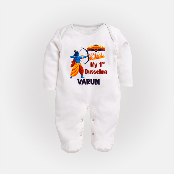 My First Dussehra Varun Ram Victory Fullbody suit - WHITE - New Born (Chest 7.5")