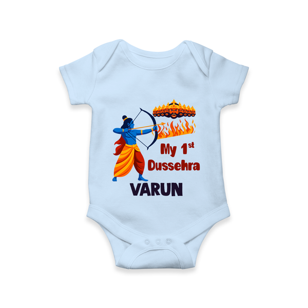 My First Dussehra Varun Ram Victory Romper - BABY BLUE - New Born (Chest 14")