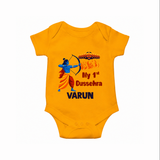 My First Dussehra Varun Ram Victory Romper - CHROME YELLOW - New Born (Chest 14")