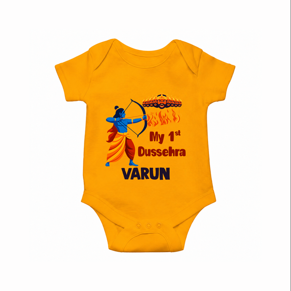 My First Dussehra Varun Ram Victory Romper - CHROME YELLOW - New Born (Chest 14")