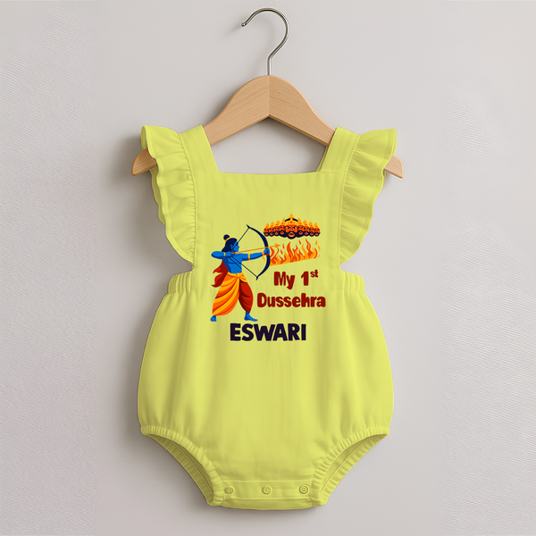 My First Dussehra Varun Ram Victory Romper Frock - PASTEL YELLOW - 0 - 3 Months Old (Chest 19")