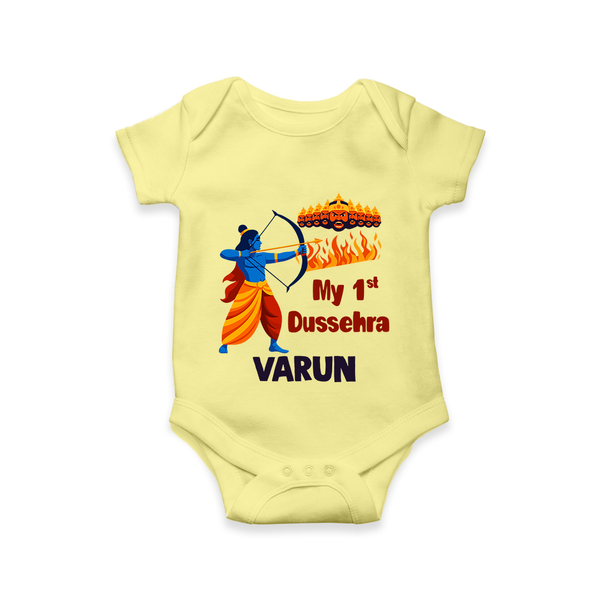 My First Dussehra Varun Ram Victory Romper - PASTEL YELLOW - New Born (Chest 14")