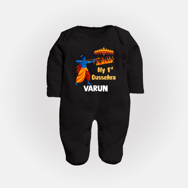 My First Dussehra Varun Ram Victory Fullbody suit - BLACK - New Born (Chest 7.5")