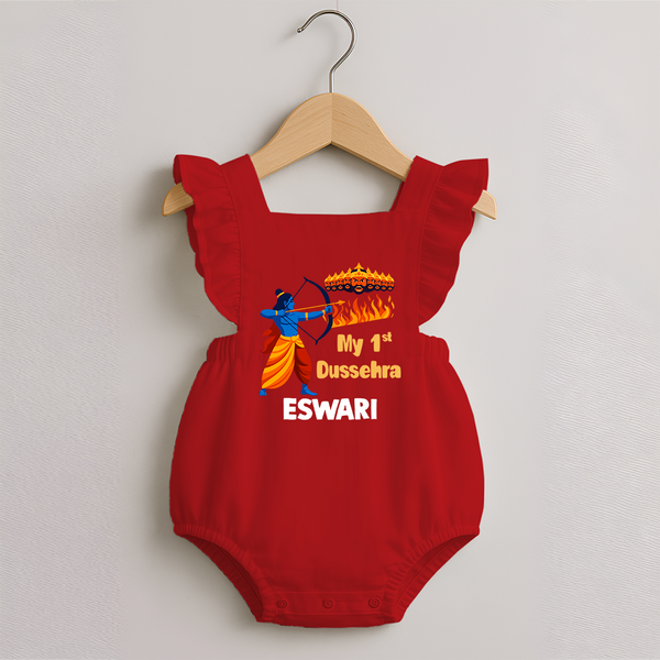 My First Dussehra Varun Ram Victory Romper Frock - RED - 0 - 3 Months Old (Chest 19")