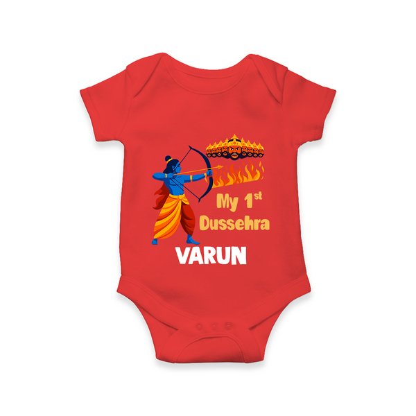 My First Dussehra Varun Ram Victory Romper - RED - New Born (Chest 14")