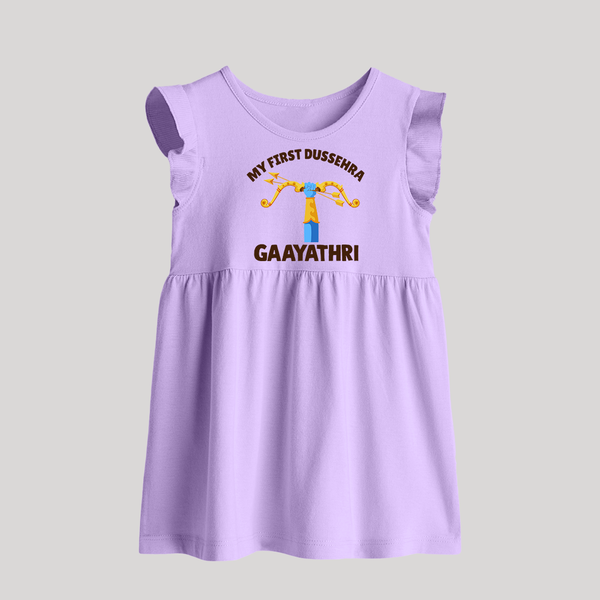 My First Dussehra Ganesh Arrow Tradition Baby Frock - LILAC - 0 - 3 Months Old (Chest 17")