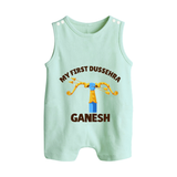 My First Dussehra Ganesh Arrow Tradition Button Romper - MINT GREEN - New Born (Chest 18")