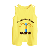 My First Dussehra Ganesh Arrow Tradition Button Romper - PASTEL YELLOW - New Born (Chest 18")