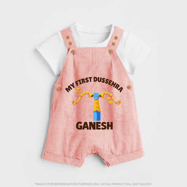 My First Dussehra Ganesh Arrow Tradition Dungaree - PEACH - 0 - 5 Months Old (Chest 18")