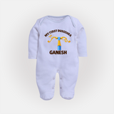 My First Dussehra Ganesh Arrow Tradition Fullbody suit - BABY BLUE - New Born (Chest 7.5")