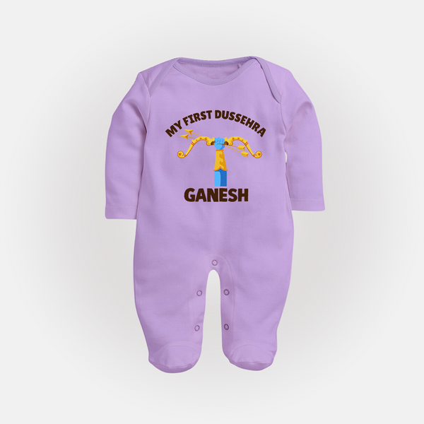 My First Dussehra Ganesh Arrow Tradition Fullbody suit - LILAC - New Born (Chest 7.5")