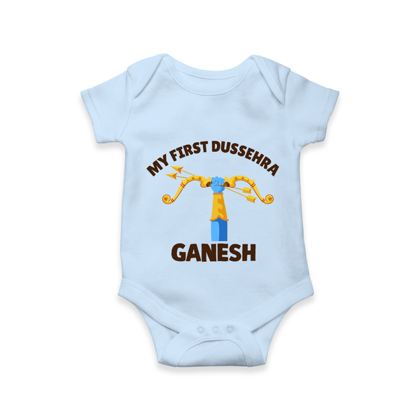 My First Dussehra Ganesh Arrow Tradition Romper - BABY BLUE - New Born (Chest 14")