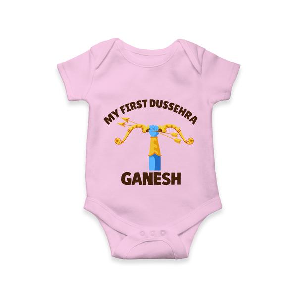 My First Dussehra Ganesh Arrow Tradition Romper - BABY PINK - New Born (Chest 14")