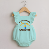 My First Dussehra Ganesh Arrow Tradition Romper Frock - MINT GREEN - 0 - 3 Months Old (Chest 19")