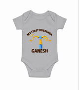 My First Dussehra Ganesh Arrow Tradition Romper - GREY - New Born (Chest 14")