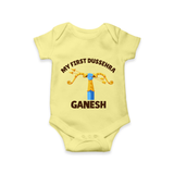 My First Dussehra Ganesh Arrow Tradition Romper - PASTEL YELLOW - New Born (Chest 14")