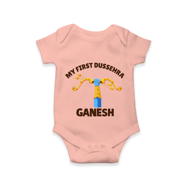 My First Dussehra Ganesh Arrow Tradition Romper - PEACH - New Born (Chest 14")