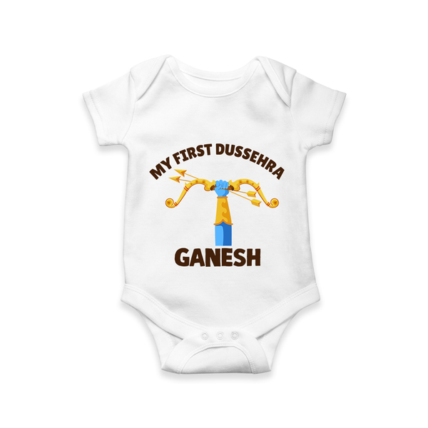My First Dussehra Ganesh Arrow Tradition Romper - WHITE - New Born (Chest 14")