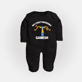 My First Dussehra Ganesh Arrow Tradition Fullbody suit - BLACK - New Born (Chest 7.5")