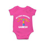 My First Dussehra Ganesh Arrow Tradition Romper - HOT PINK - New Born (Chest 14")