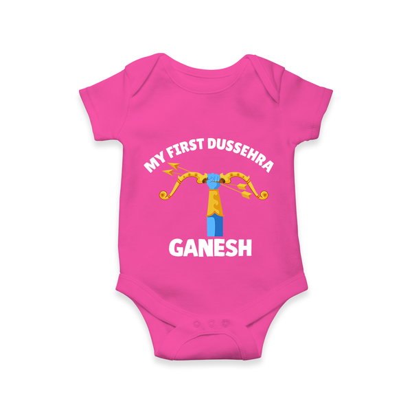 My First Dussehra Ganesh Arrow Tradition Romper - HOT PINK - New Born (Chest 14")