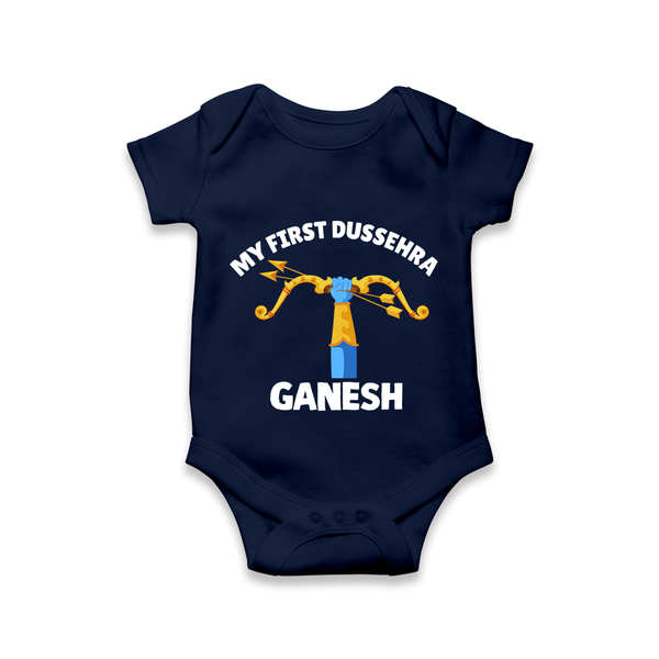 My First Dussehra Ganesh Arrow Tradition Romper - NAVY BLUE - New Born (Chest 14")