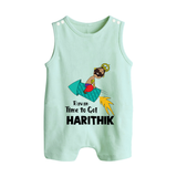 Ravan Time To Go Dussehra Button Romper - MINT GREEN - New Born (Chest 18")