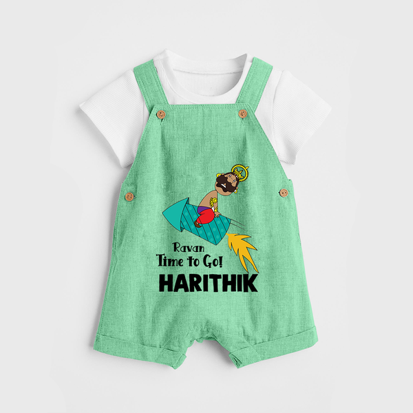 Ravan Time To Go Dussehra Dungaree - GREEN - 0 - 5 Months Old (Chest 18")