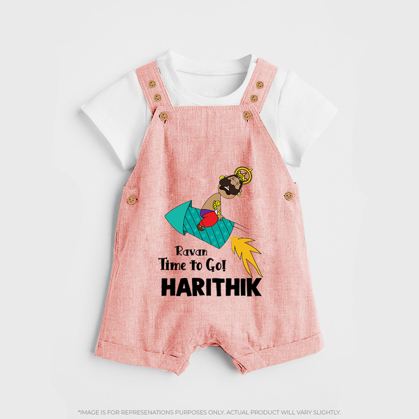 Ravan Time To Go Dussehra Dungaree - PEACH - 0 - 5 Months Old (Chest 18")