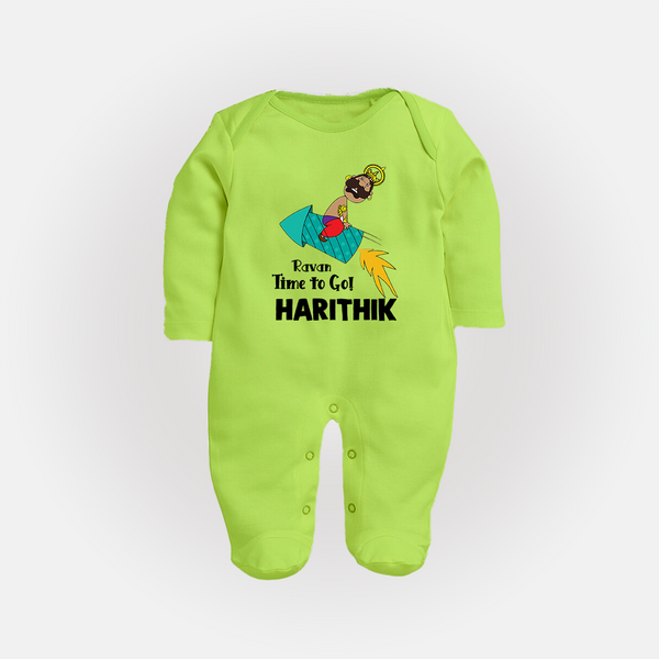 Ravan Time To Go Dussehra Fullbody suit - LIME GREEN - New Born (Chest 7.5")