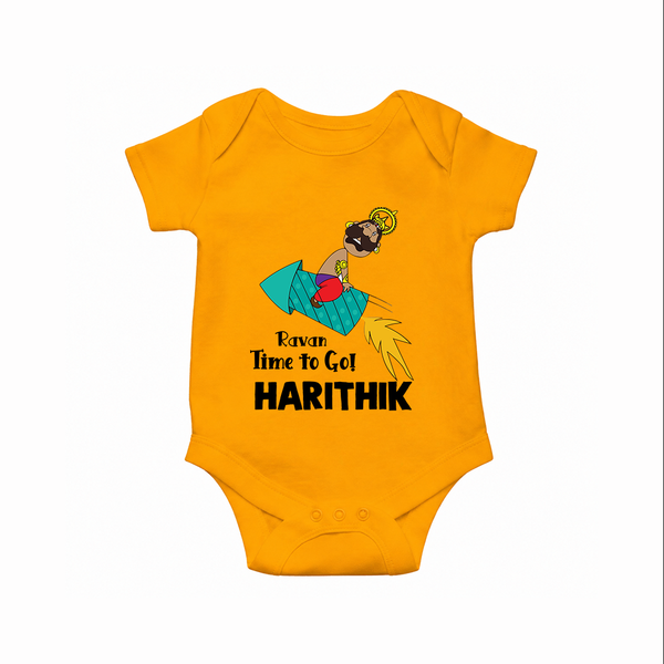 Ravan Time To Go Dussehra Romper - CHROME YELLOW - New Born (Chest 14")