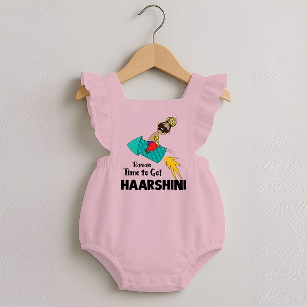 Ravan Time To Go Dussehra Romper Frock - BABY PINK - 0 - 3 Months Old (Chest 19")
