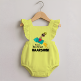 Ravan Time To Go Dussehra Romper Frock - PASTEL YELLOW - 0 - 3 Months Old (Chest 19")