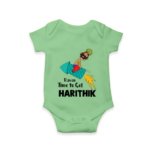 Ravan Time To Go Dussehra Romper - GREEN - New Born (Chest 14")
