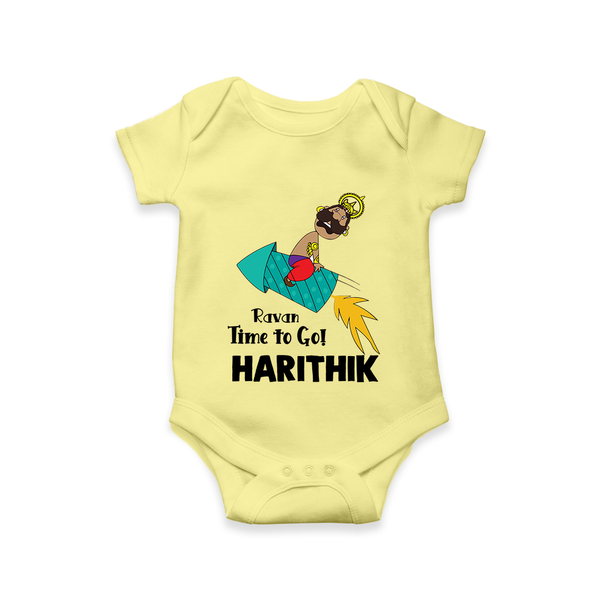 Ravan Time To Go Dussehra Romper - PASTEL YELLOW - New Born (Chest 14")