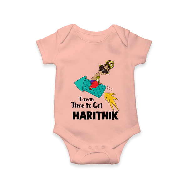 Ravan Time To Go Dussehra Romper - PEACH - New Born (Chest 14")
