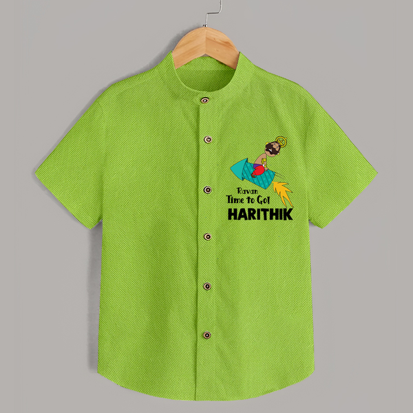 Ravan Time To Go Dussehra Shirt - LIME GREEN - 0 - 6 Months Old (Chest 23")