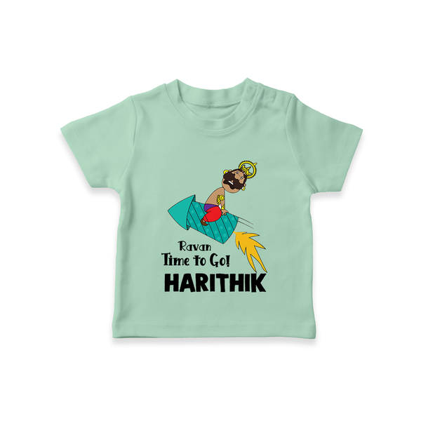 Ravan Time To Go Dussehra T shirt - MINT GREEN - 0-5 Months Old (Chest 17")