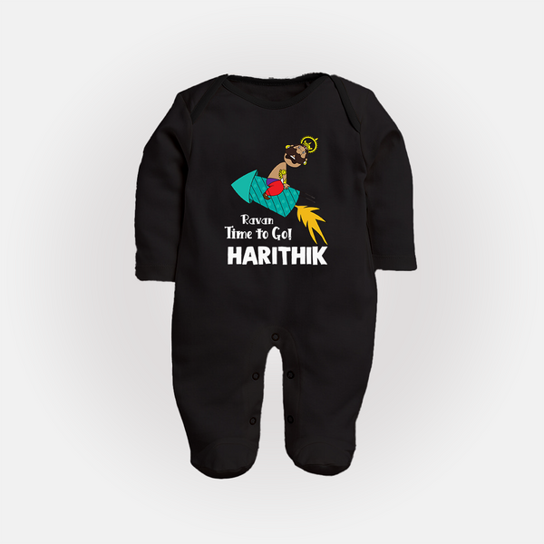 Ravan Time To Go Dussehra Fullbody suit - BLACK - New Born (Chest 7.5")