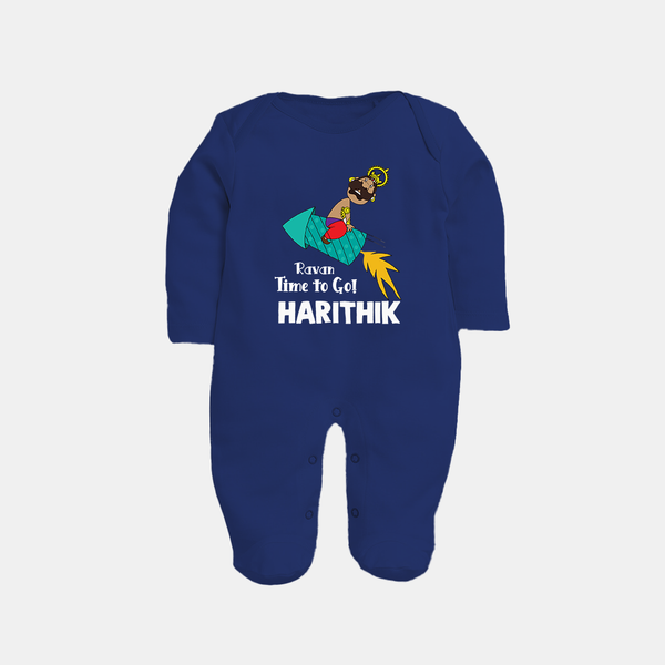 Ravan Time To Go Dussehra Fullbody suit - NAVY BLUE - New Born (Chest 7.5")