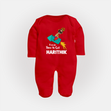 Ravan Time To Go Dussehra Fullbody suit - RED - New Born (Chest 7.5")